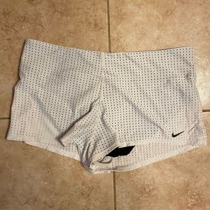 White Mesh Lined Athletic Shorts